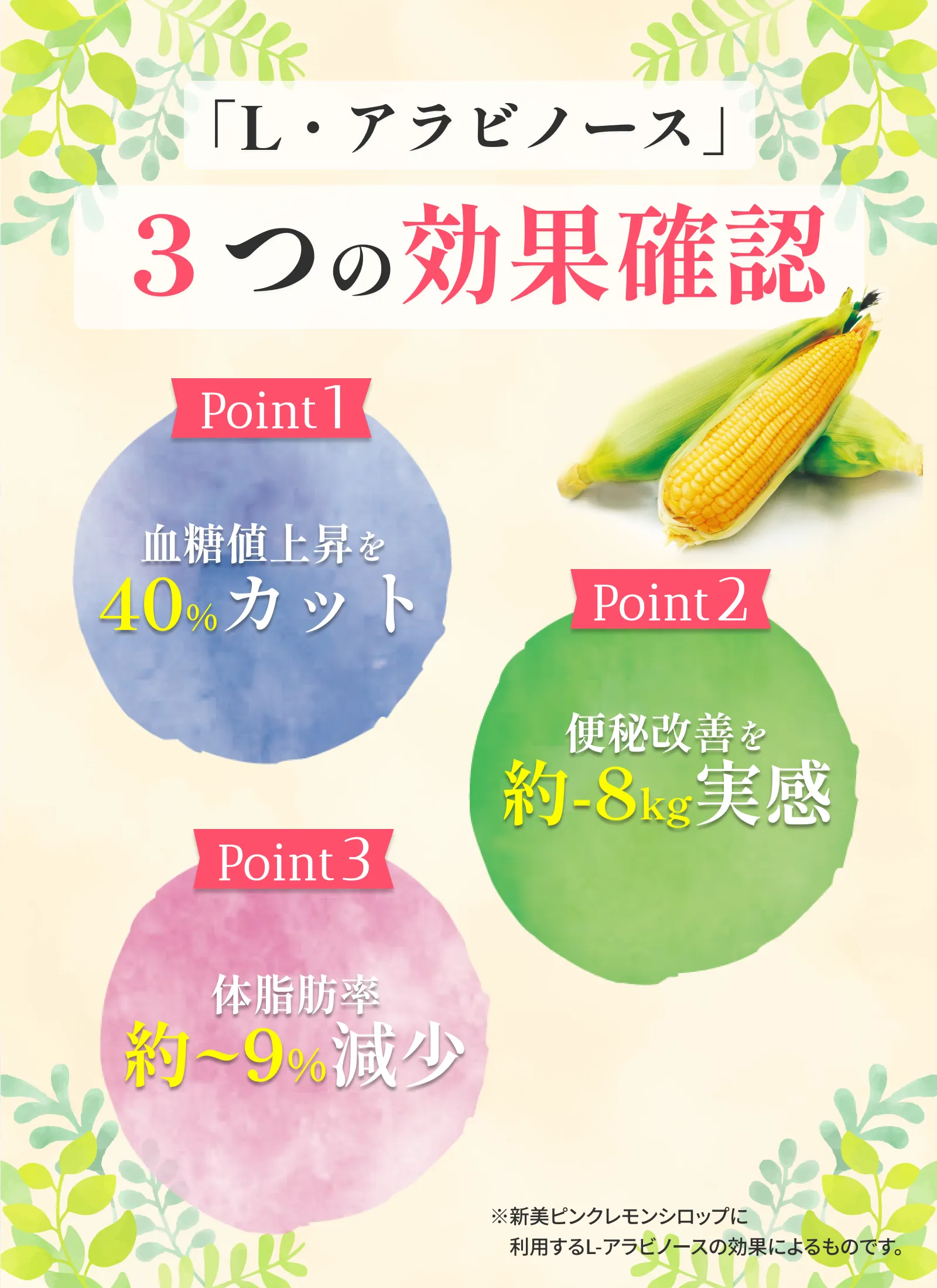 L-アラビノース3つの効果確認