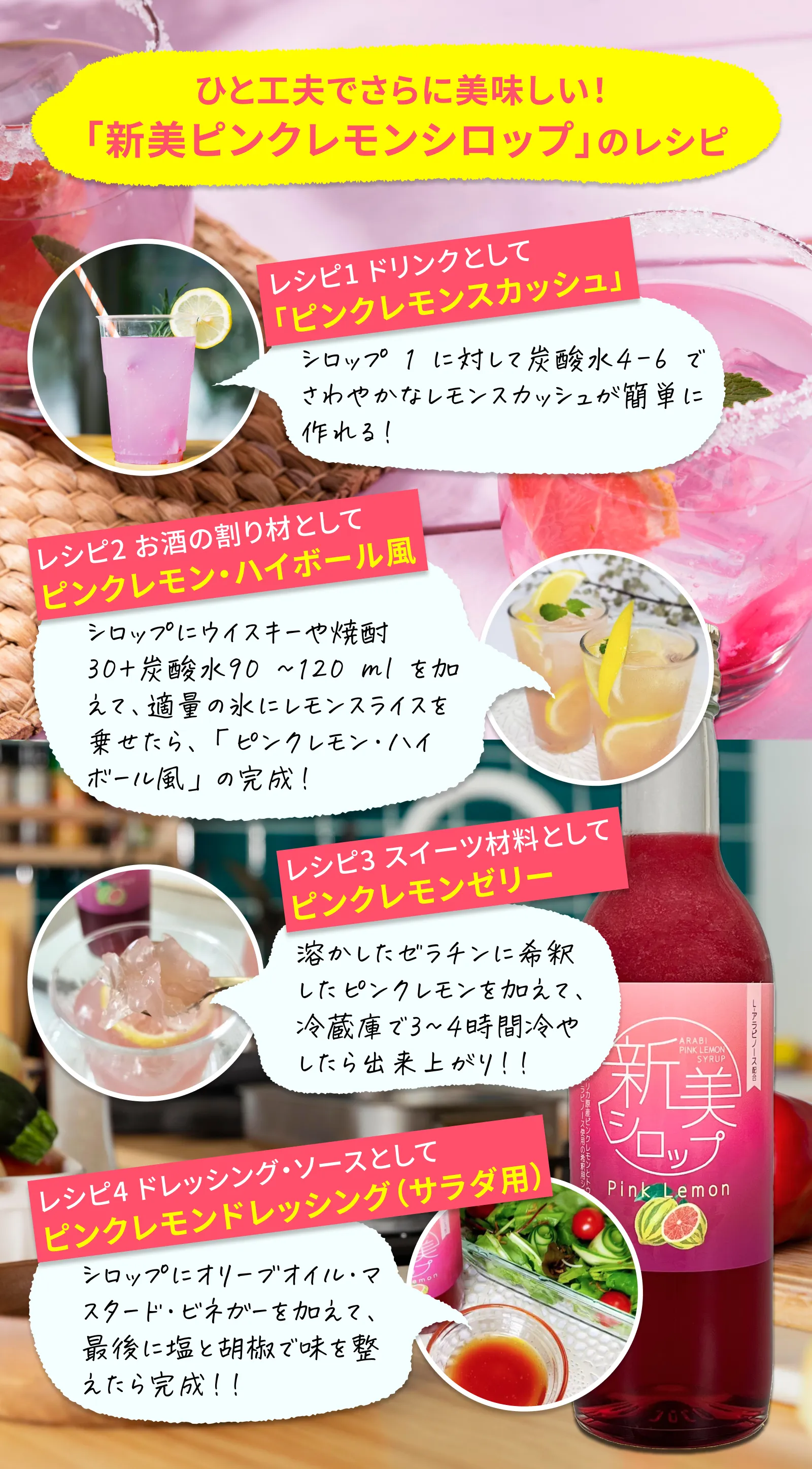 新美ピンクレモンシロップのレシピ
